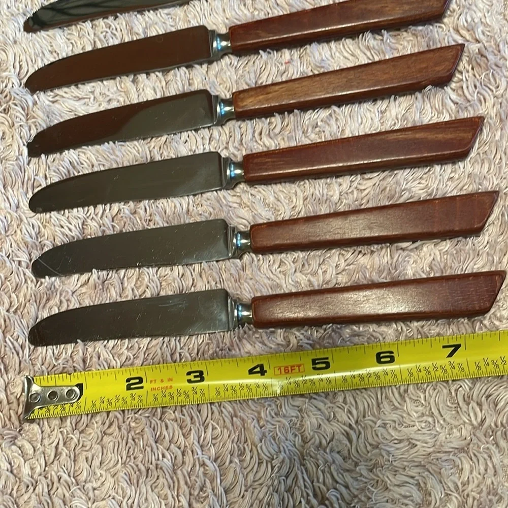 Vintage A.PETRE & CO six piece knife set in wooden case - Made in England